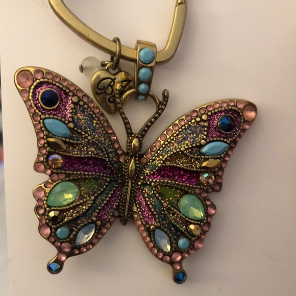 Betsey Johnson Burnished Gold Tone Butterfly Handbag Charm Key Fob Crystal NWT - Picture 11 of 16
